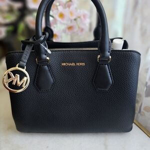 Michael Kors Black Pebbled Leather Satchel